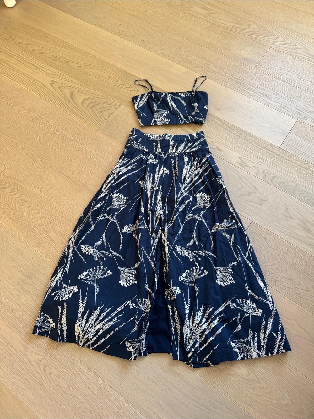 Navy Floral Print Maxi Skirt and Top